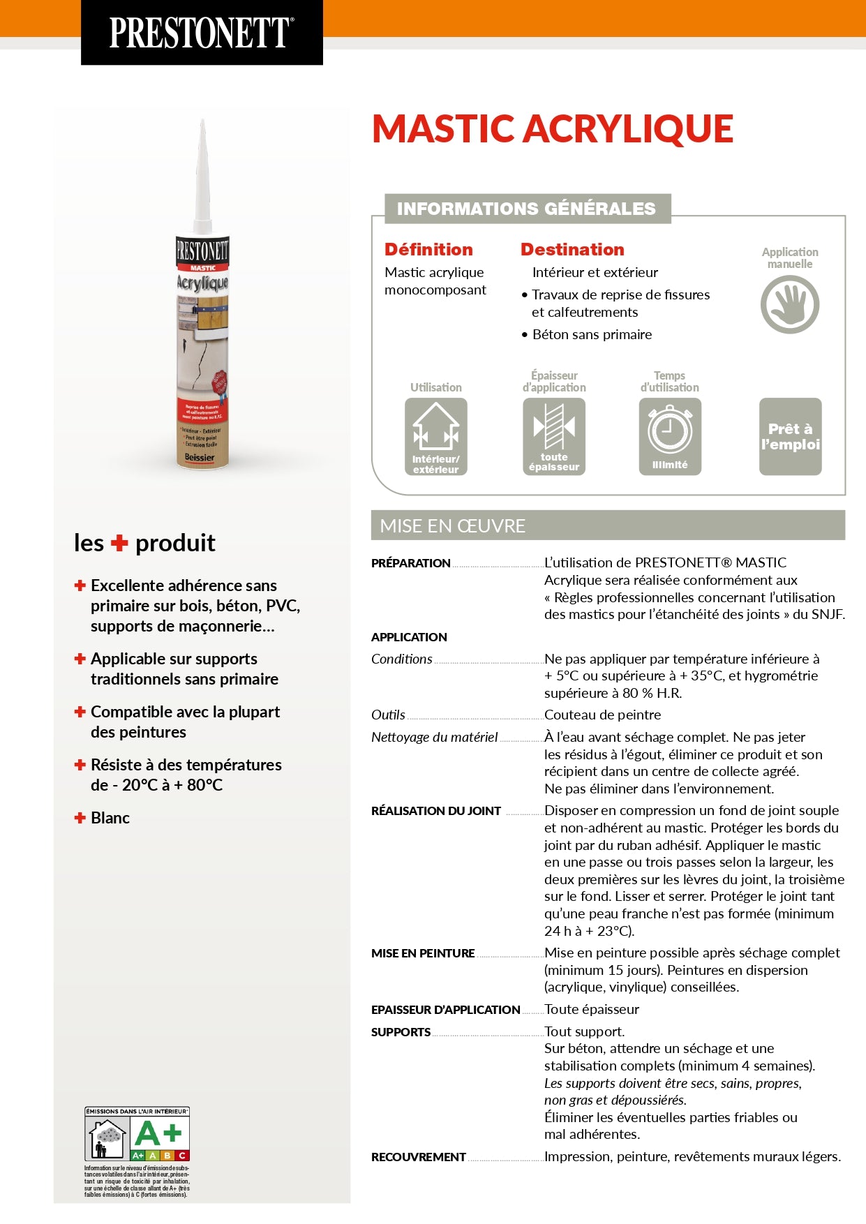 Mastic Acrylique Prestonett 310ML