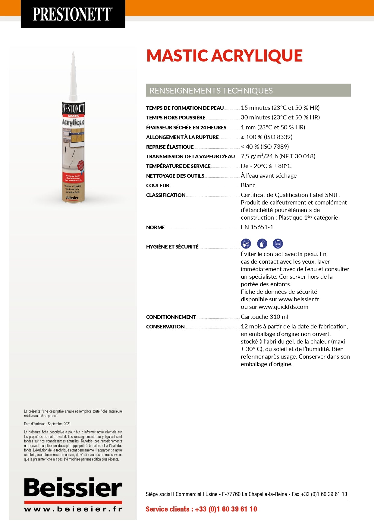 Mastic Acrylique Prestonett 310ML